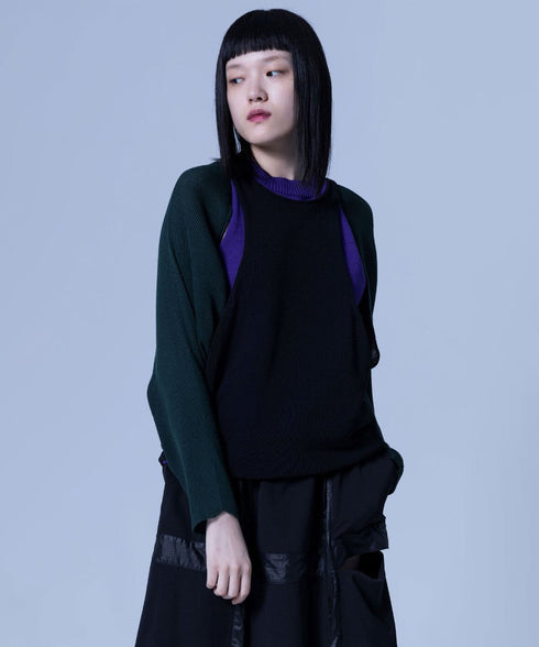 Cut-Out Panel Layered Knit Top